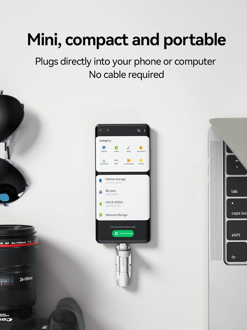 MOVESPEED 128GB Solid State Flash Drive 400MB/s High Speed Type C + USB 3.2 Drive Dual Port, Thumb Drive Compatible with iPhone 15, 16,17 Series/Android Phone/MacBook/Audio/Smart TV(1 Pack) - Image 5